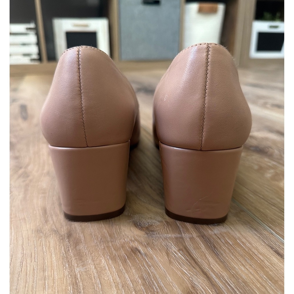Naturalizer Karina Leather Pumps 9.5W Nude Square Toe Block Heel Office Comfort - Picture 2 of 11